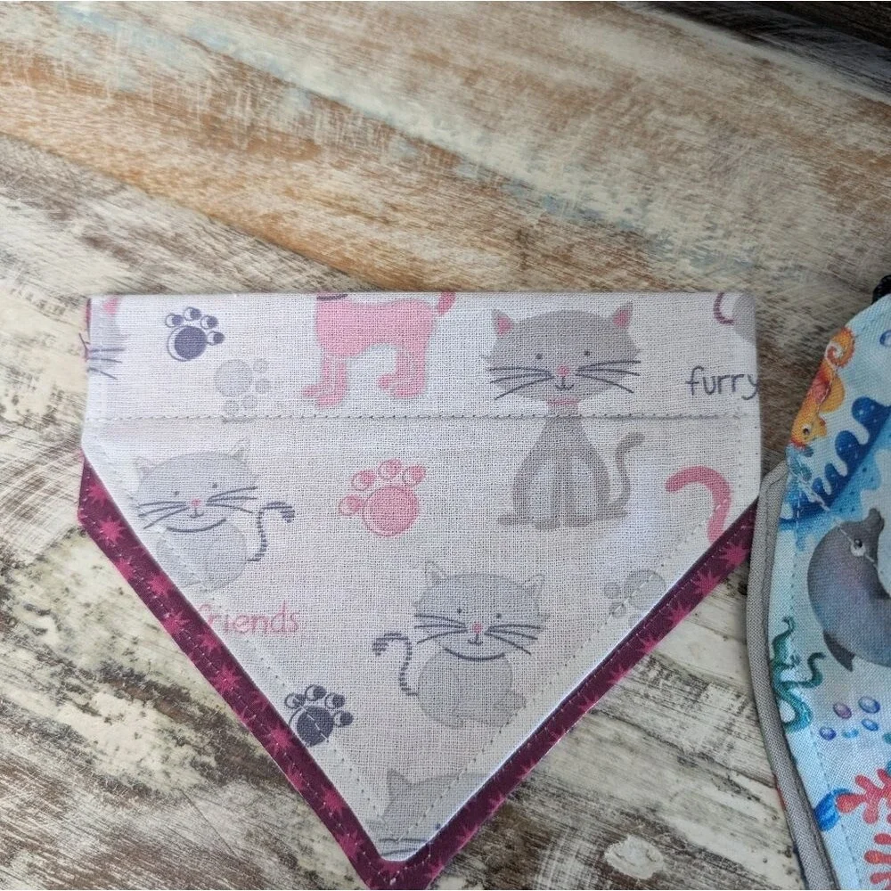 Hand Crafted Over the Collar Pet/Dog Bandana Set of 3, Size XS
